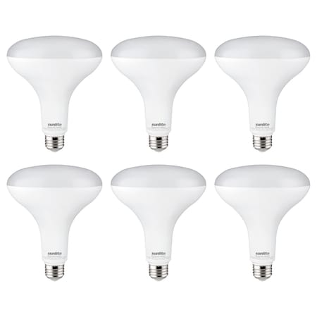 Sunlite LED BR40 13W 85W= 120V E26 Base Dimmable Energy Star Title-20 3000K Reflector Light Bulb, 6PK 41904-NS